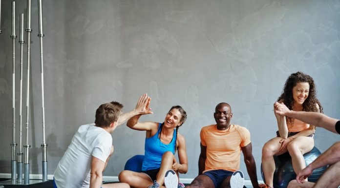 friends working out together